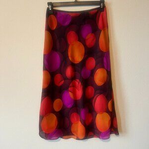 Krizia d. 100% Polyester Made in the USA Midi Skirt Colorful Circles Size Small